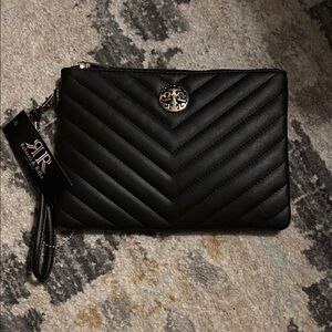 Sleek Black Chevron Quilted Clutch